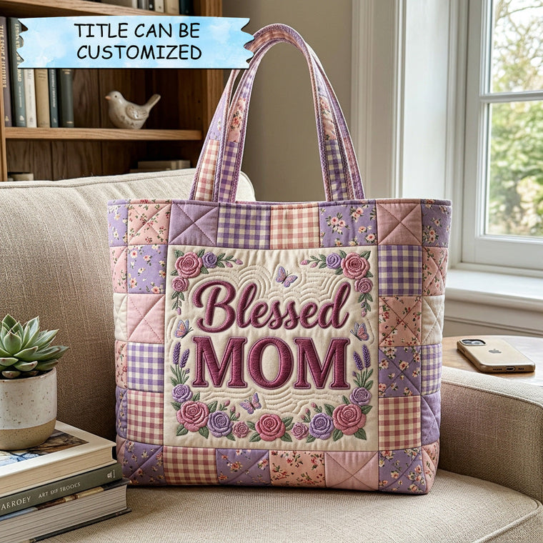Everyday Floral Embroidery Quilted Tote