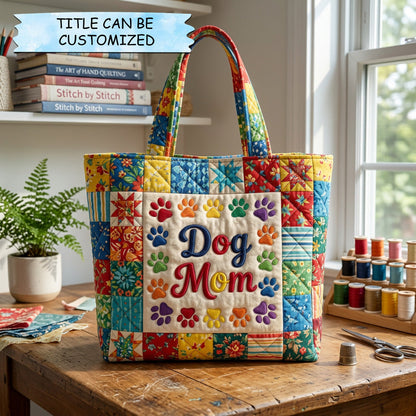 The Colorful Paw Print Quilted Tote