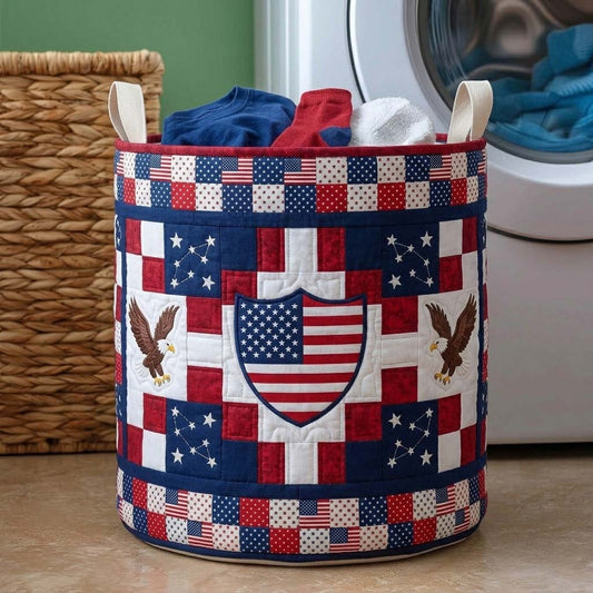 The Patriot Star Patch Quilted Laundry Basket Tote