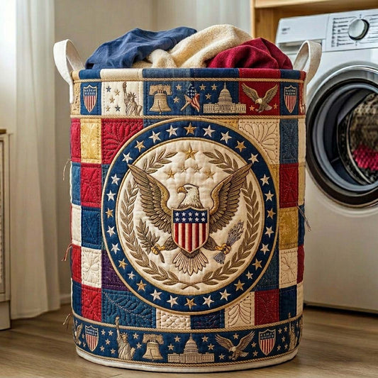 The Patriot Circle Crest Quilted Laundry Basket Tote