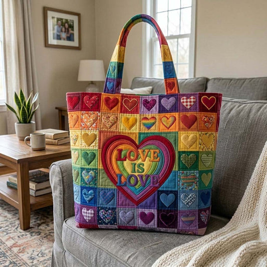 The Rainbow Hearts Quilted Tote