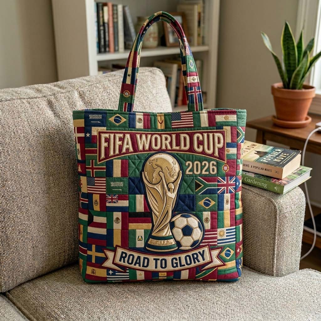 World Cup Soccer Trophy Quilted Tote