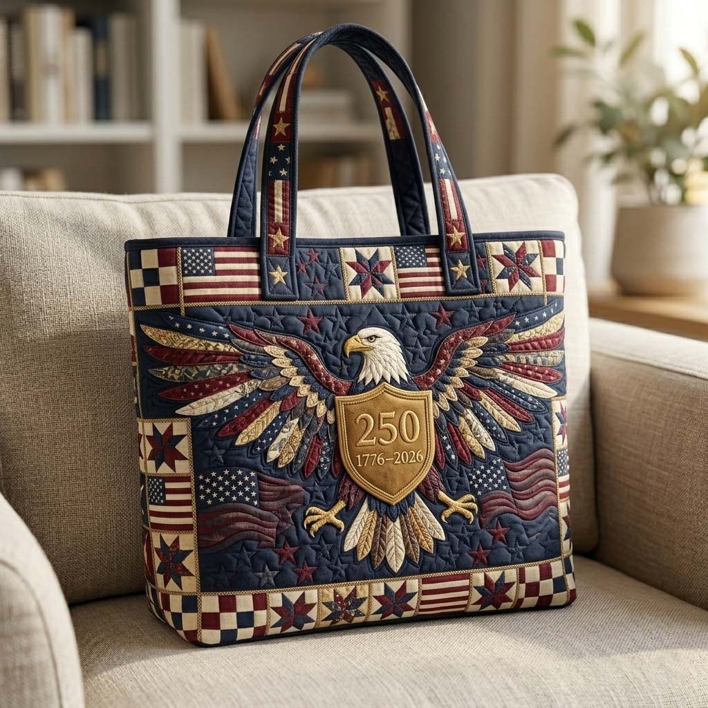 Everyday Eagle Flags Quilted Tote