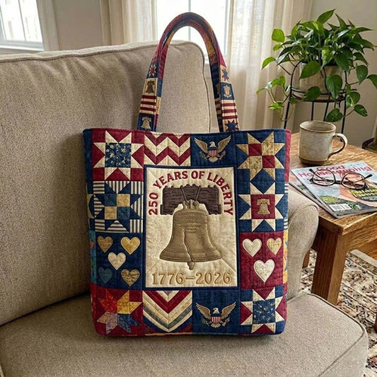 Patriotic Liberty Bell Quilted Tote
