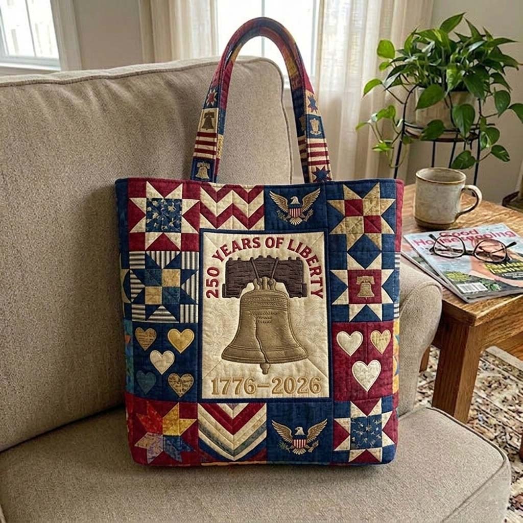 Patriotic Liberty Bell Quilted Tote