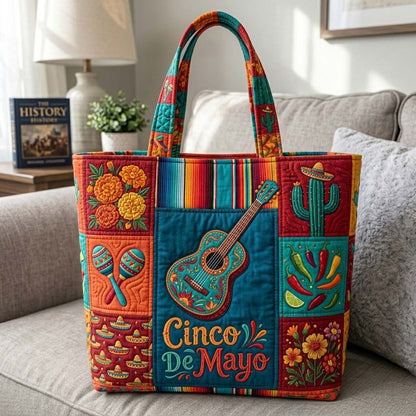 Guitar Festive Icons Quilted Tote