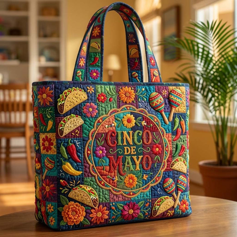 Festive Tacos Maracas Quilted Tote
