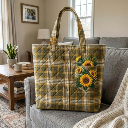 The Sunflower Plaid Quilted Tote
