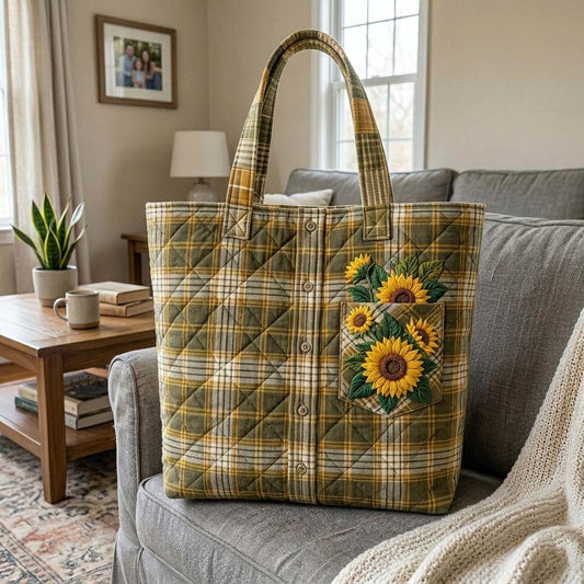 The Sunflower Plaid Quilted Tote