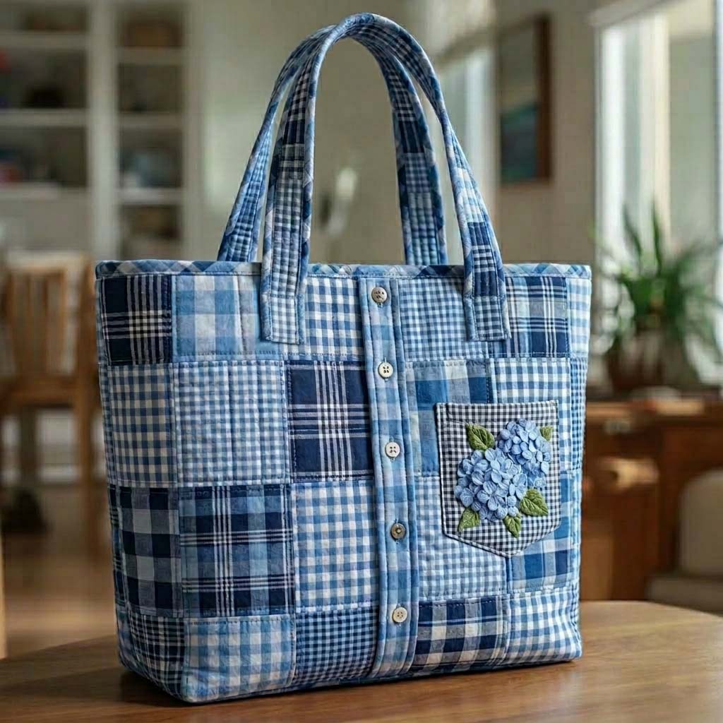 The Blue Patchwork Quilted Tote