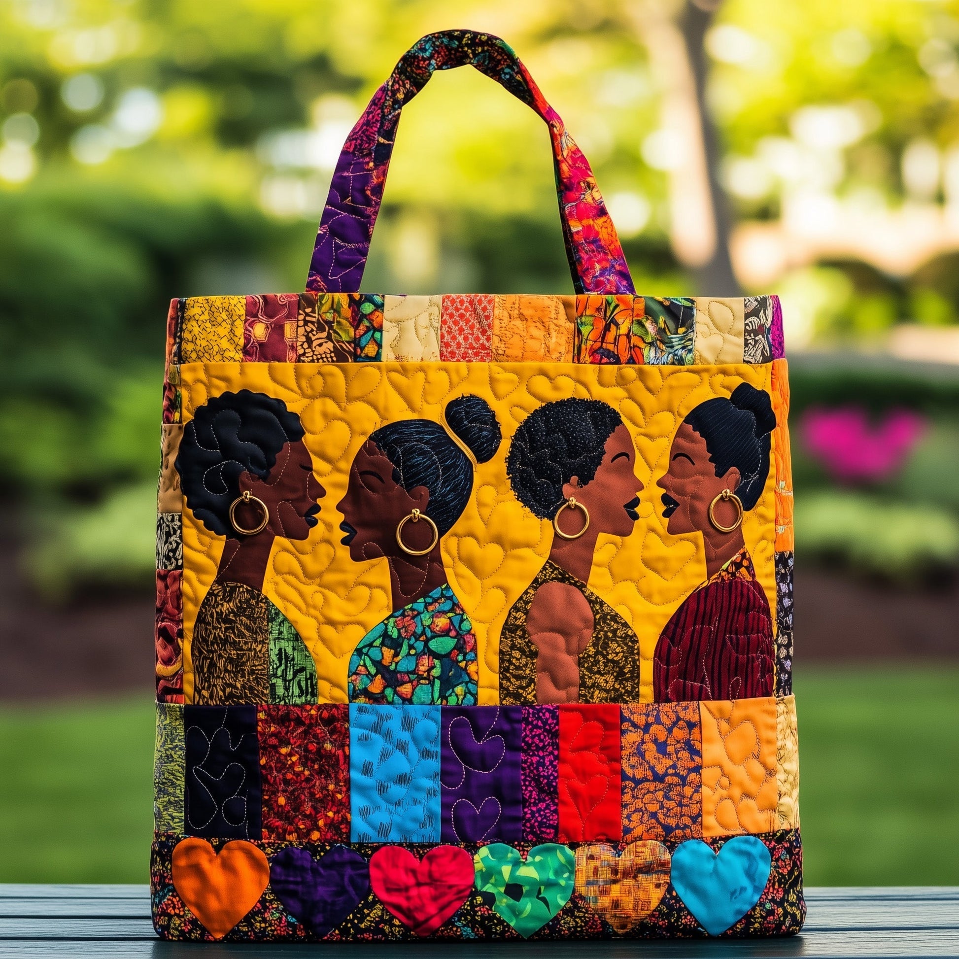 Afrocentric Women Portraits Quilted Tote