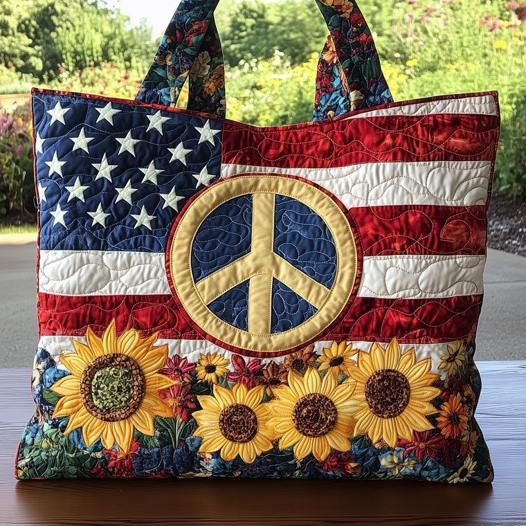 Everyday Patriotic Peace Quilted Tote