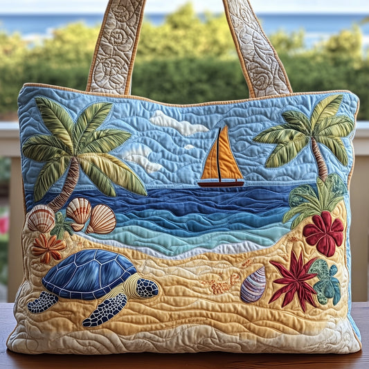Tropical Sea Turtle Quilted Tote