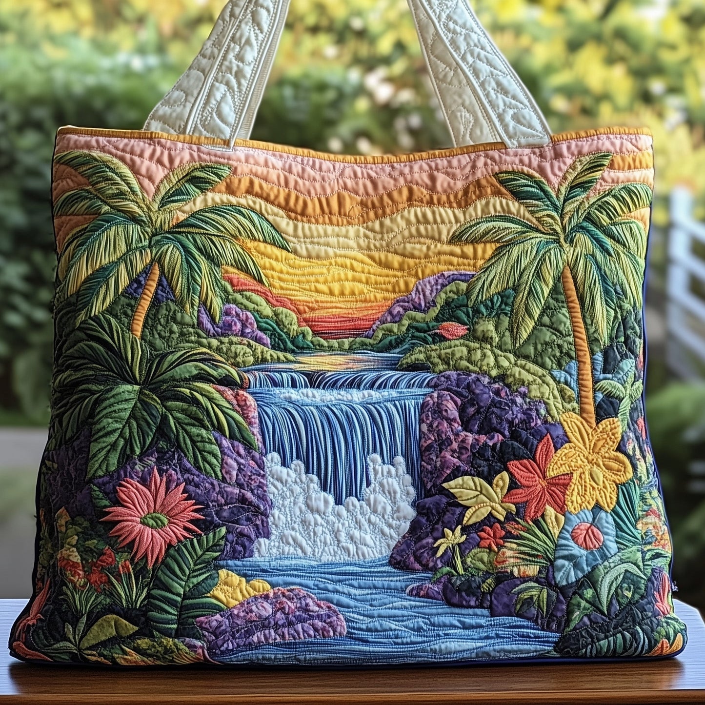 The Tropical Waterfall Quilted Tote