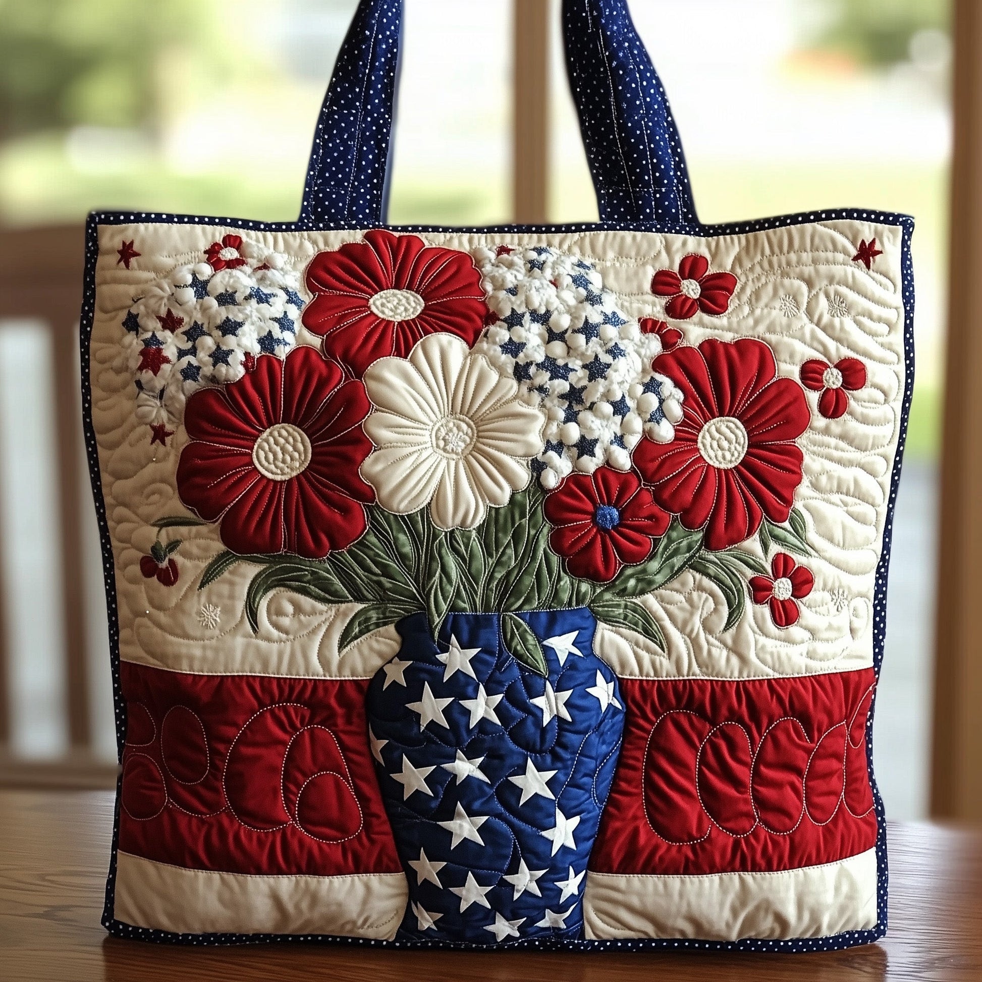 The Patriotic Petals Quilted Tote