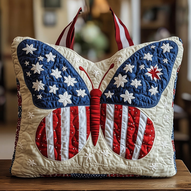 Everyday Patriotic Butterfly Quilted Tote