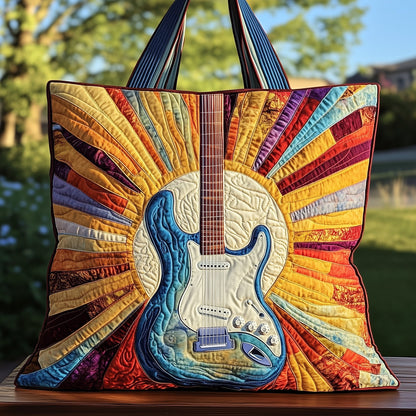Electric Guitar Sunburst Quilted Tote