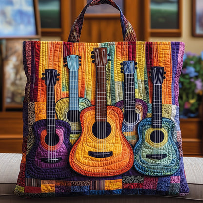 Everyday Colorful Guitars Quilted Tote