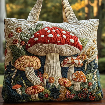 Everyday Mushrooms Wildflowers Quilted Tote