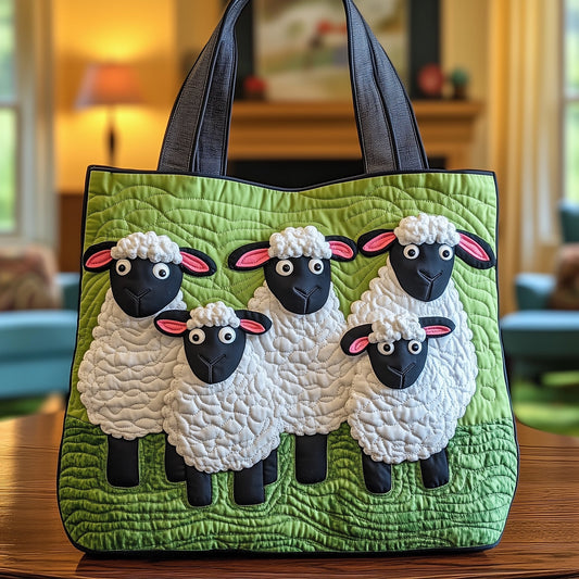 Sheep Farm Animals Quilted Tote
