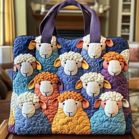 Colorful Sheep Appliqu Quilted Tote