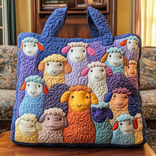 Colorful Sheep Appliqu Tote Bag