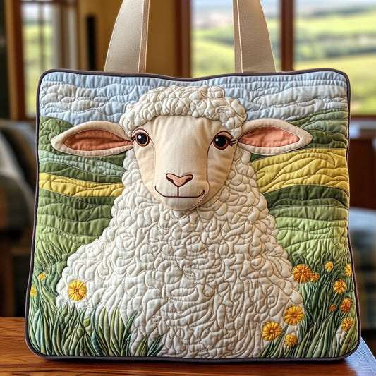 Everyday Sheep Flowers Quilted Tote