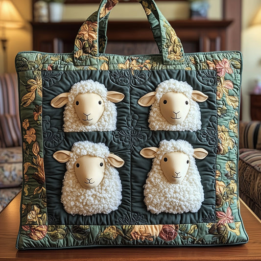 3D Sheep Faces Quilted Tote