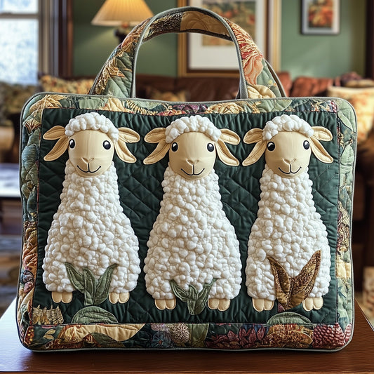 Three Sheep Applique Quilted Tote