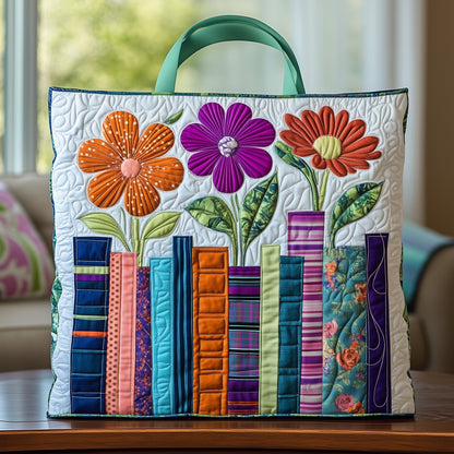 Everyday Bookshelf Flowers Quilted Tote