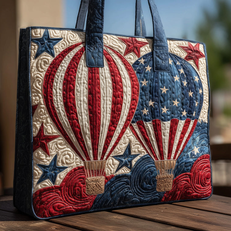 Red White Blue Hot Quilted Tote