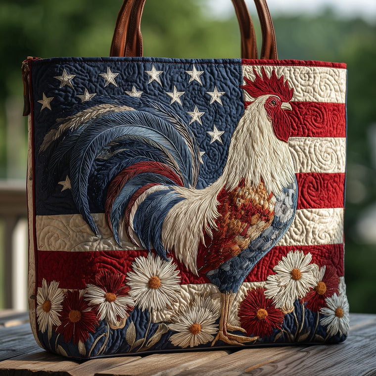 Rooster American Flag Tote Bag