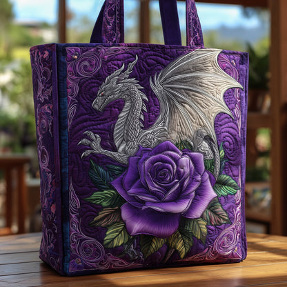 Dragon Purple Rose Quilted Tote