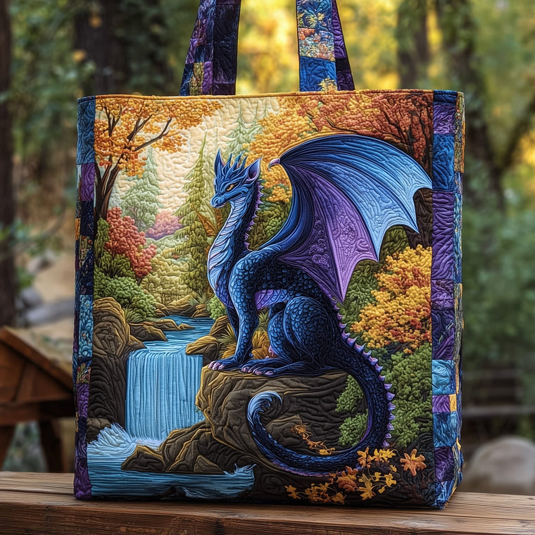 Blue Dragon Waterfall Quilted Tote