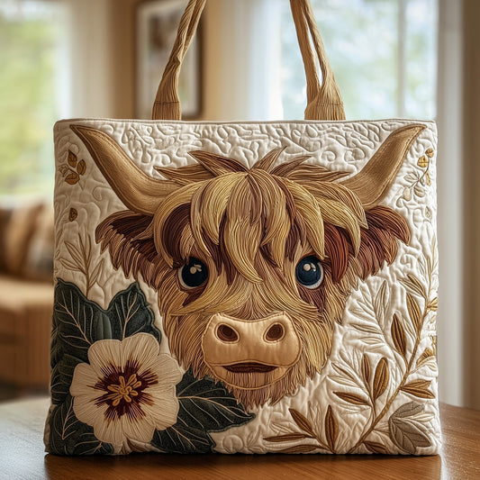 Everyday Highland Cow Quilted Tote
