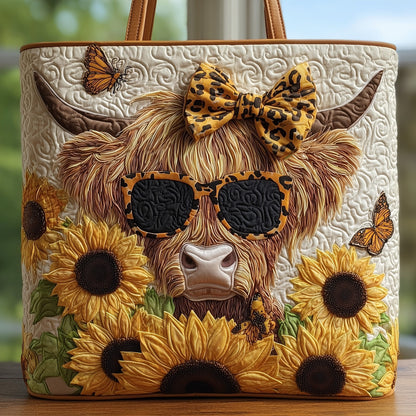 Highland Cow Sunflowers Tote Bag