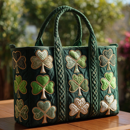 Everyday Shamrock Clover Quilted Tote