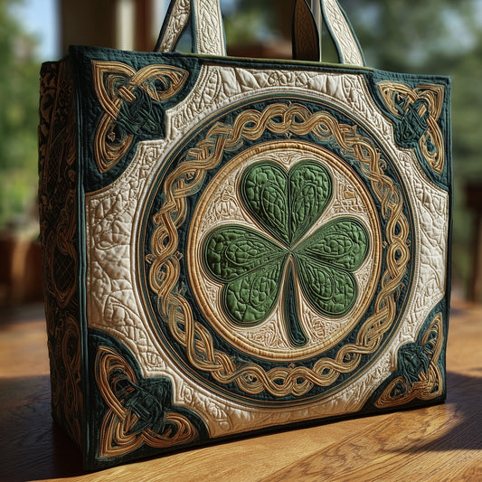 Green Four-Leaf Clover Quilted Tote