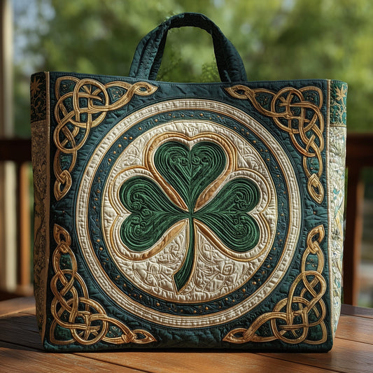 Everyday Celtic Clover Quilted Tote