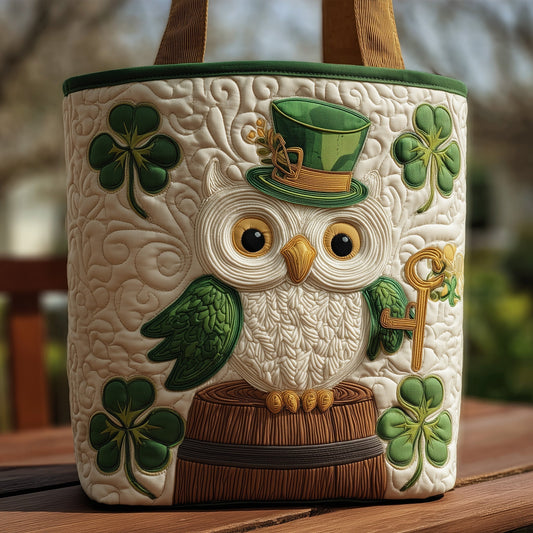 Everyday Owl Shamrocks Quilted Tote
