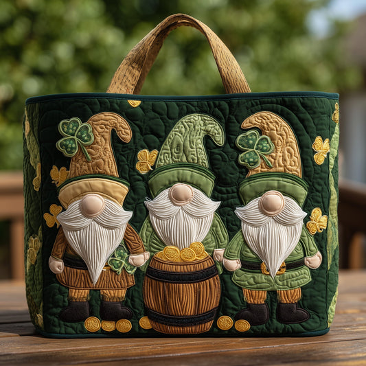 Three Lucky Gnomes Quilted Tote