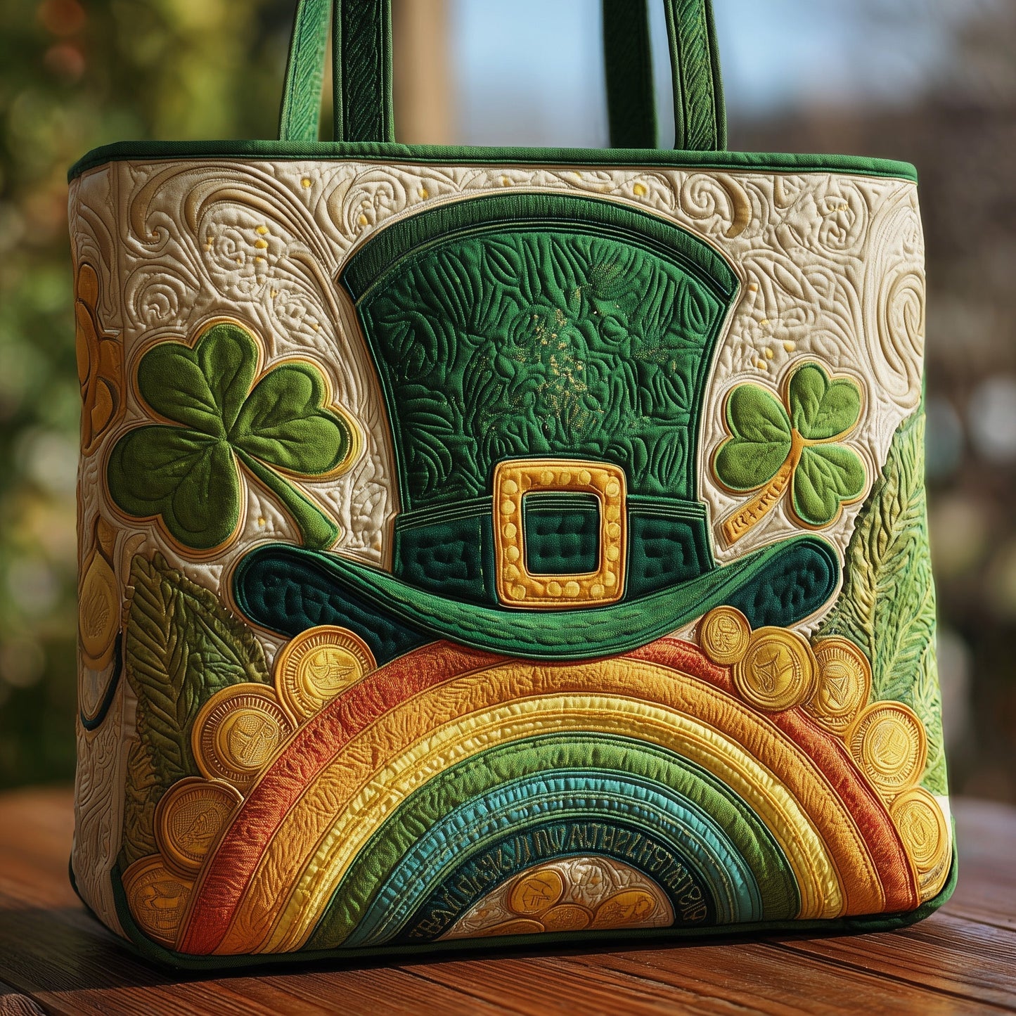 Shamrocks Leprechaun Hat Quilted Tote