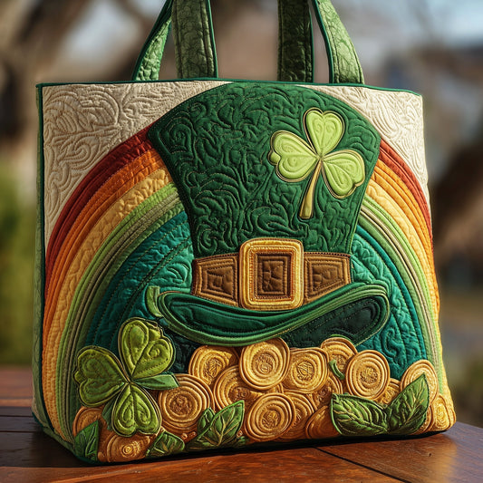 Everyday Shamrock Rainbow Quilted Tote