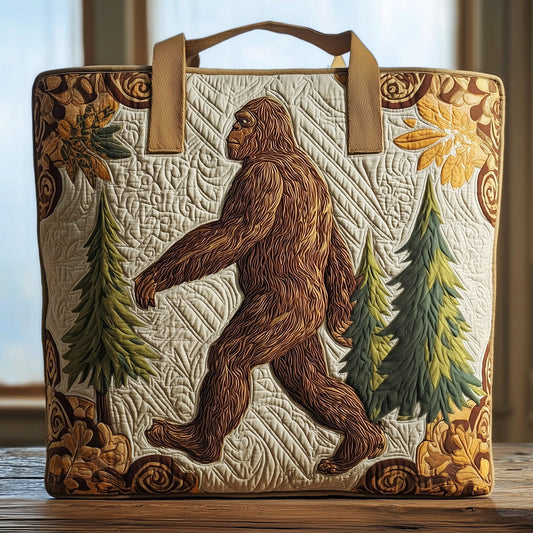 Bigfoot Surrounded By Forest Quilted Tote