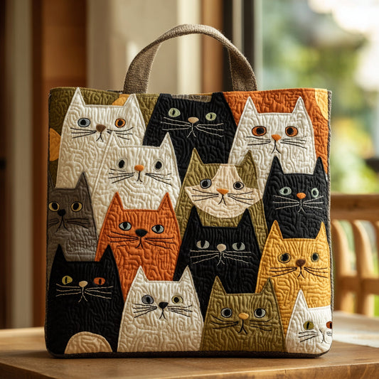 Playful Cat Quilted Tote Bag
