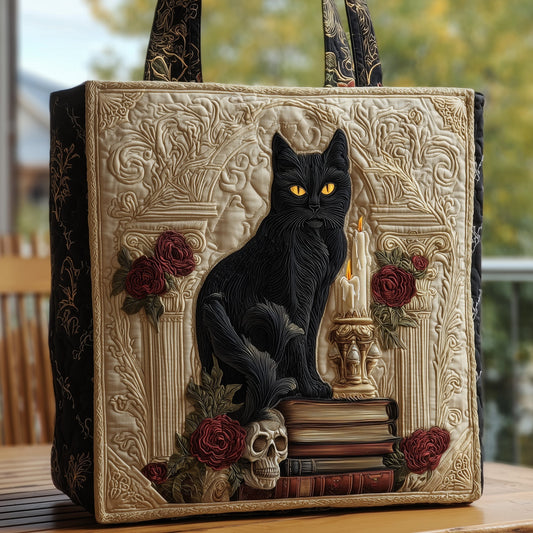 Black Cat Roses Tote Bag
