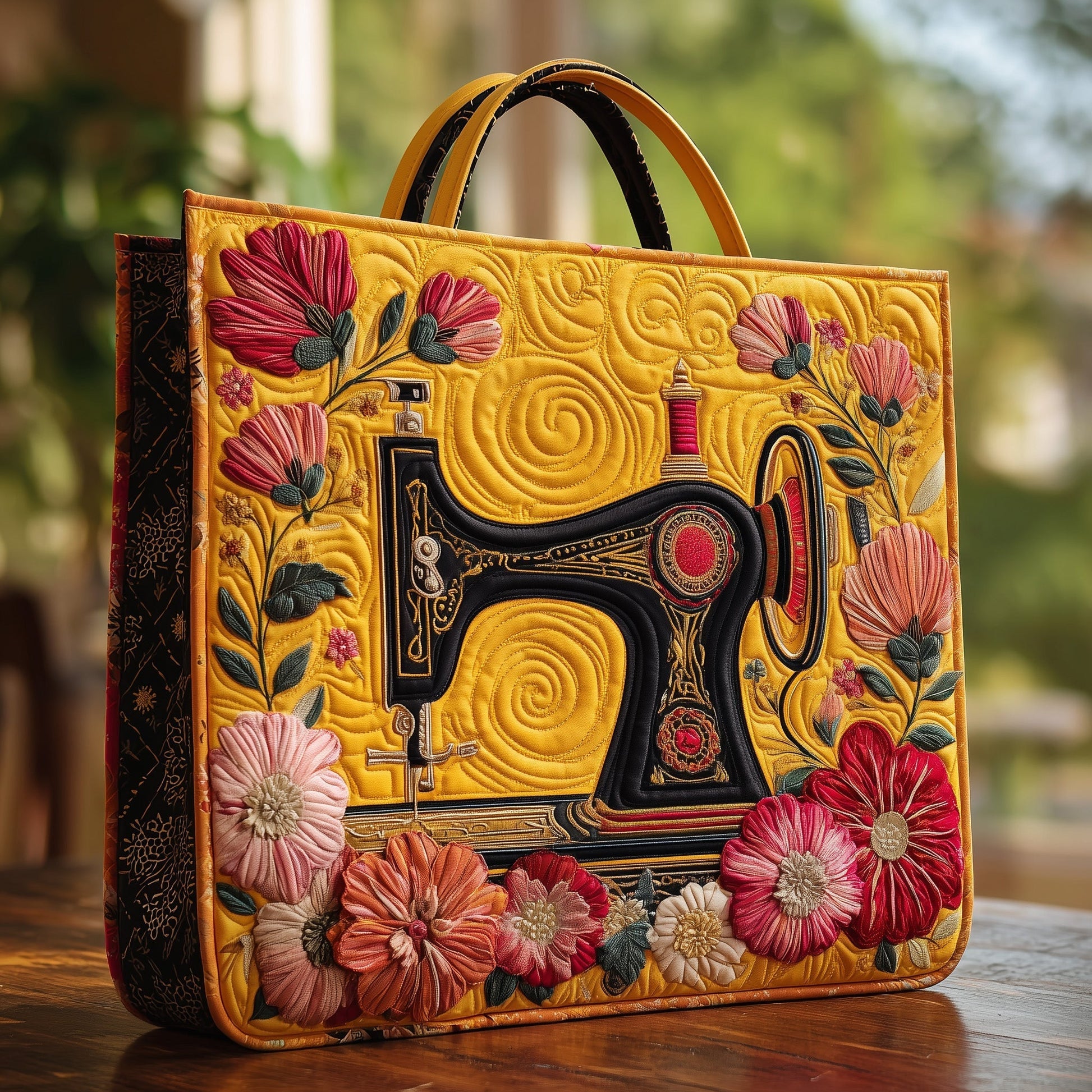 Vintage Sewing Machine Quilted Tote