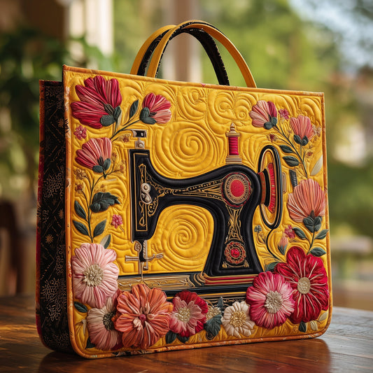 Vintage Sewing Machine Quilted Tote