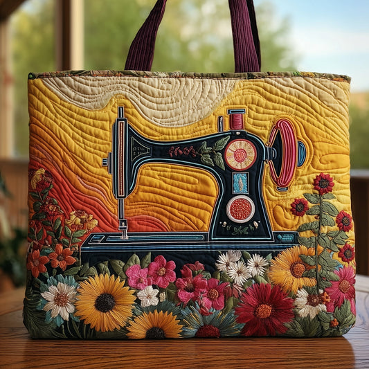 Vintage Sewing Machine Floral Tote Bag