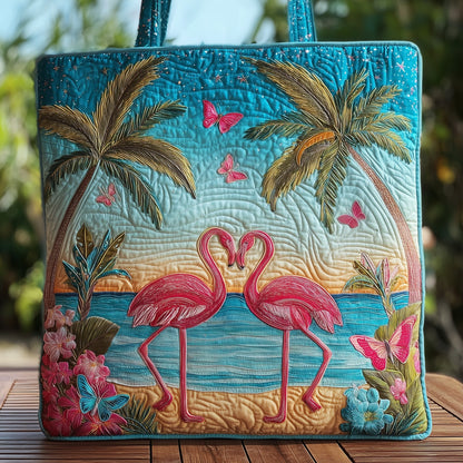 Everyday Tropical Flamingo Quilted Tote